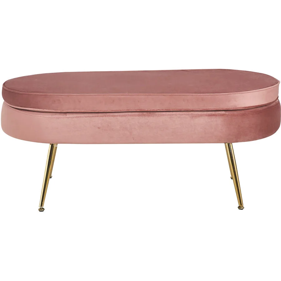 Hocker Khloe Rose, Gold Samt, Metall B 99 H 40 cm