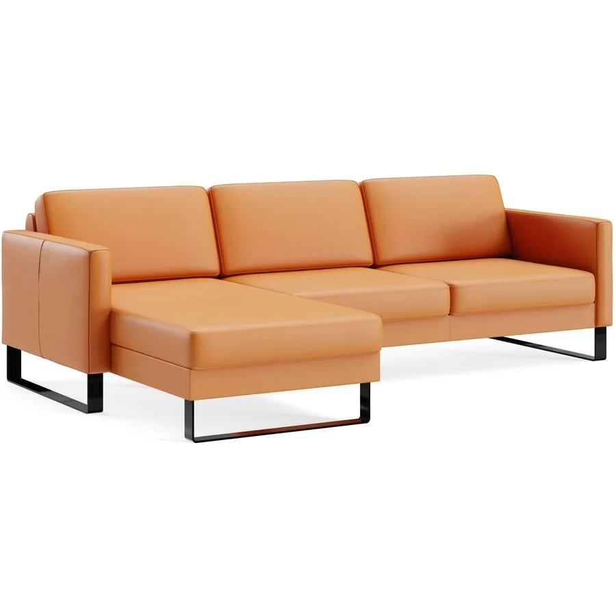 Ecksofa Devin Leder mandarin B 247 T 157 cm - Möbel Konfigurator: Traummöbel individuell zusammenstellen