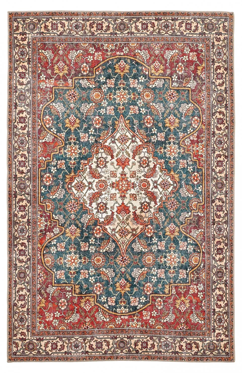 Flatvevd teppe - Samaria (rød) (Størrelse: 190 x 280 cm)
