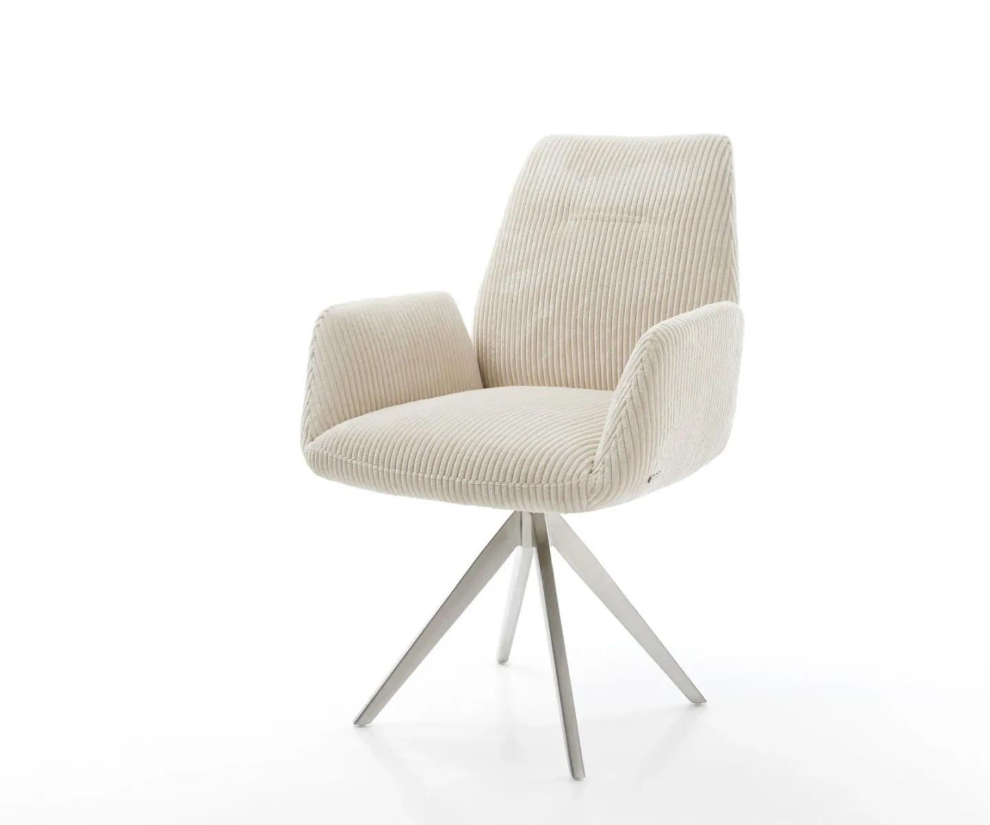 Esszimmerstuhl Zoa-Flex Cord Beige Kreuzgestell kantig Edelstahl Taschenfederkern