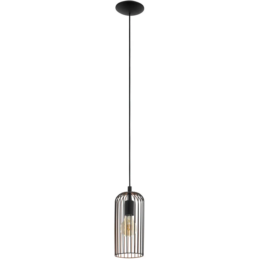 Eglo Pendellampe Roccamena Kupfer/Schwarz Stahl 13 cm 110 cm - Farbe: schwarz/kupfer