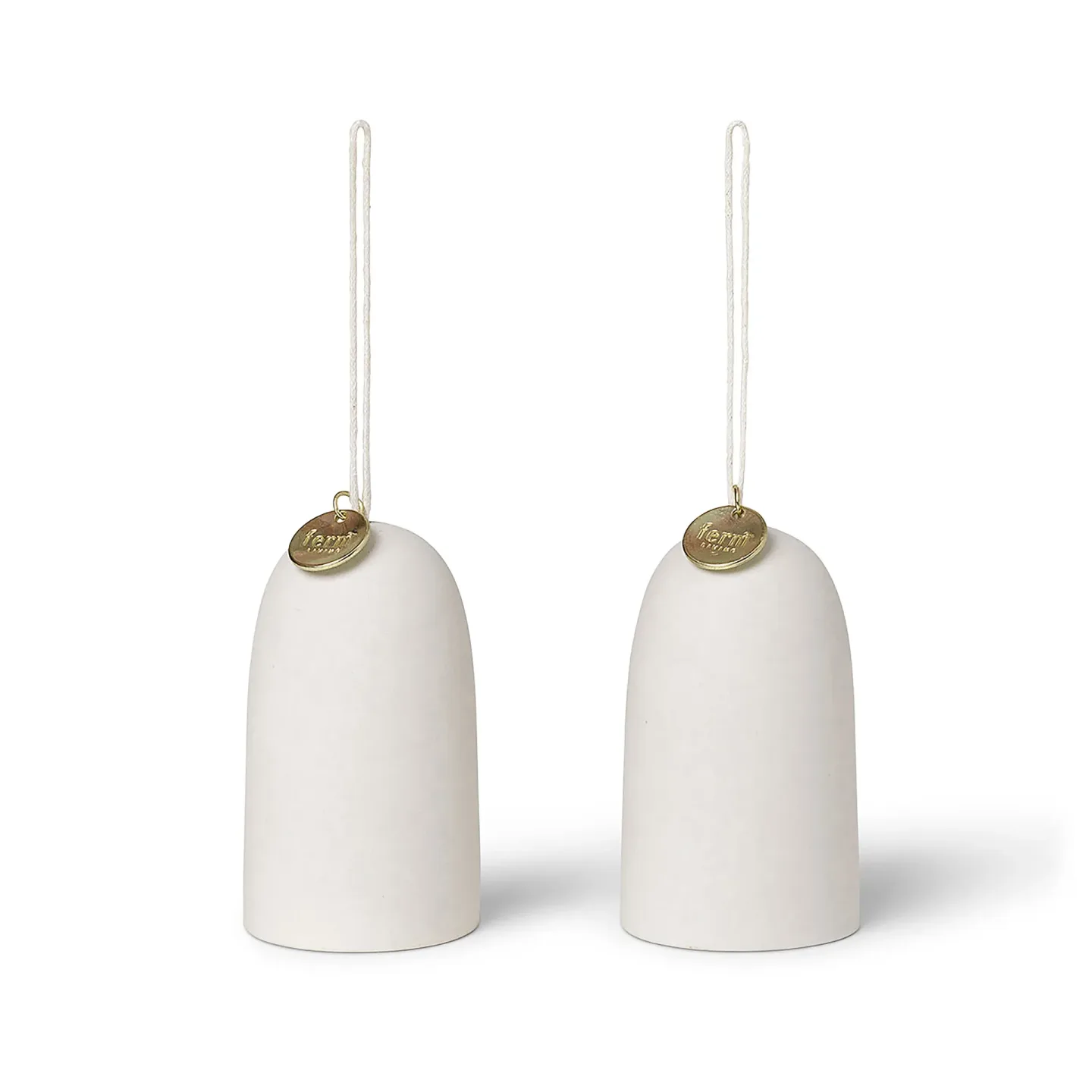 Ferm Living Bell klocka julhänge Ø4 cm 2-pack Off-white