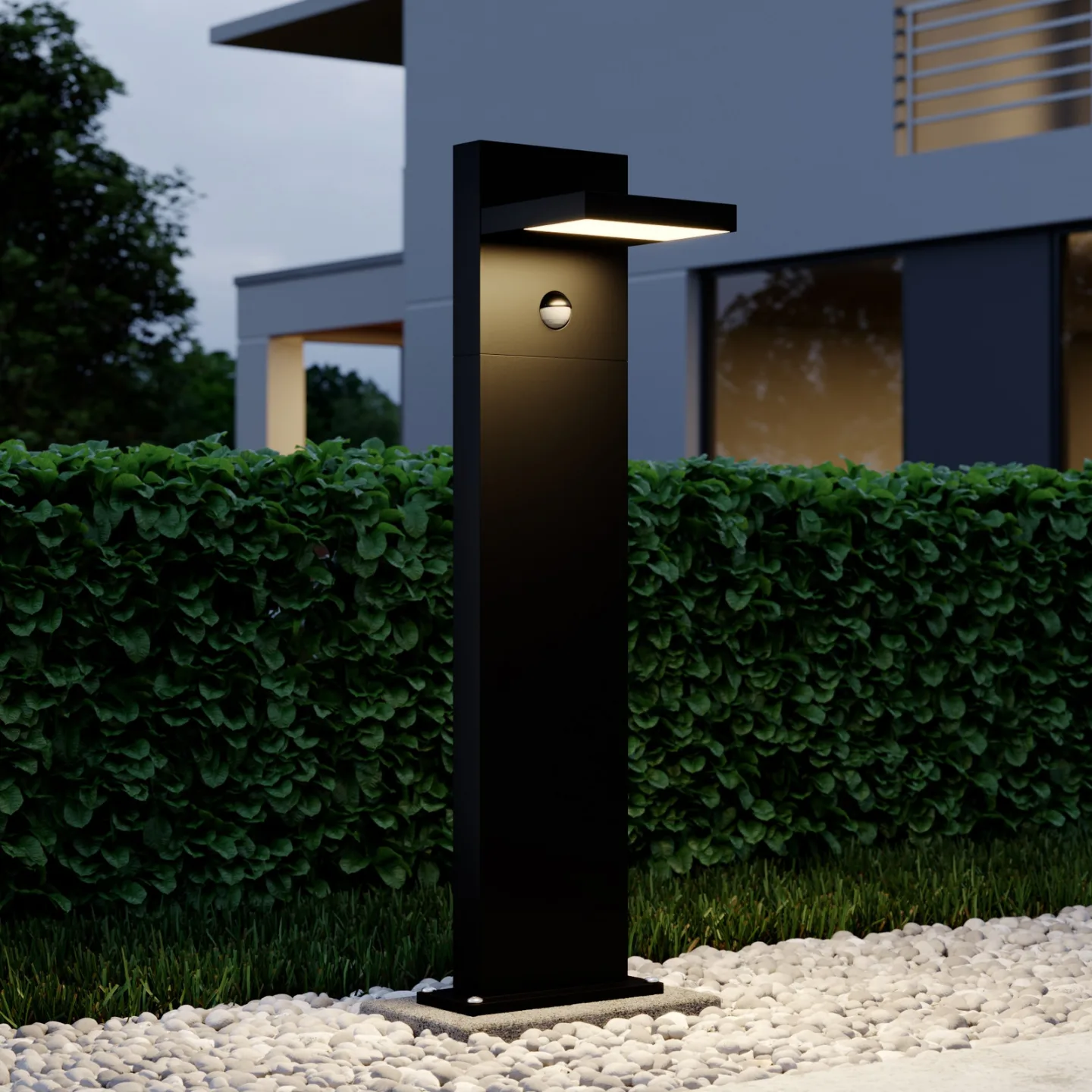 Silvan LED-Pollerleuchte, 65 cm, Sensor, anthrazit - Lucande - Terrasse - Modern - Aluminium - Einflammig