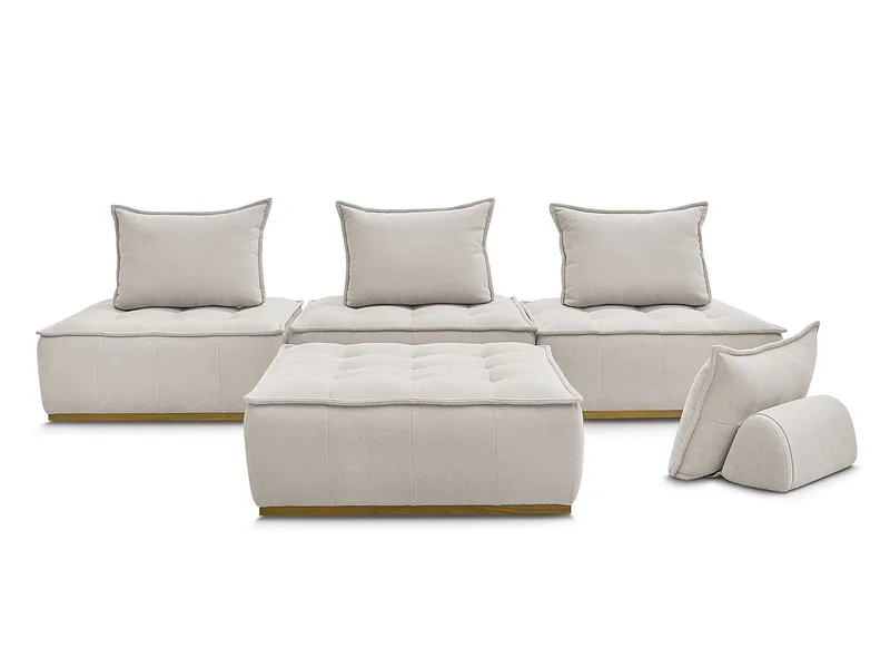 3er Sofa mit Hocker BOBOCHIC ELISA Stoff mit Textur beige