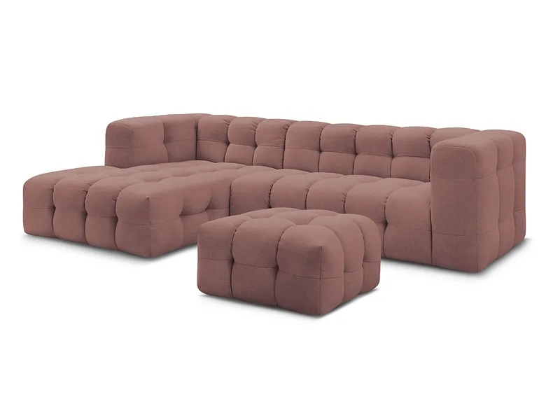 Ecksofa mit Hocker BOBOCHIC CLOUD Stoff rosa
