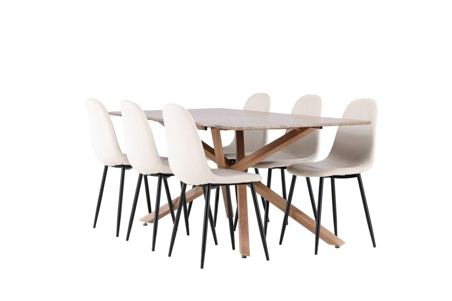 Piazza Matgrupp 180 cm Rektangulär med 6 Polar stolar - Mocca/Beige