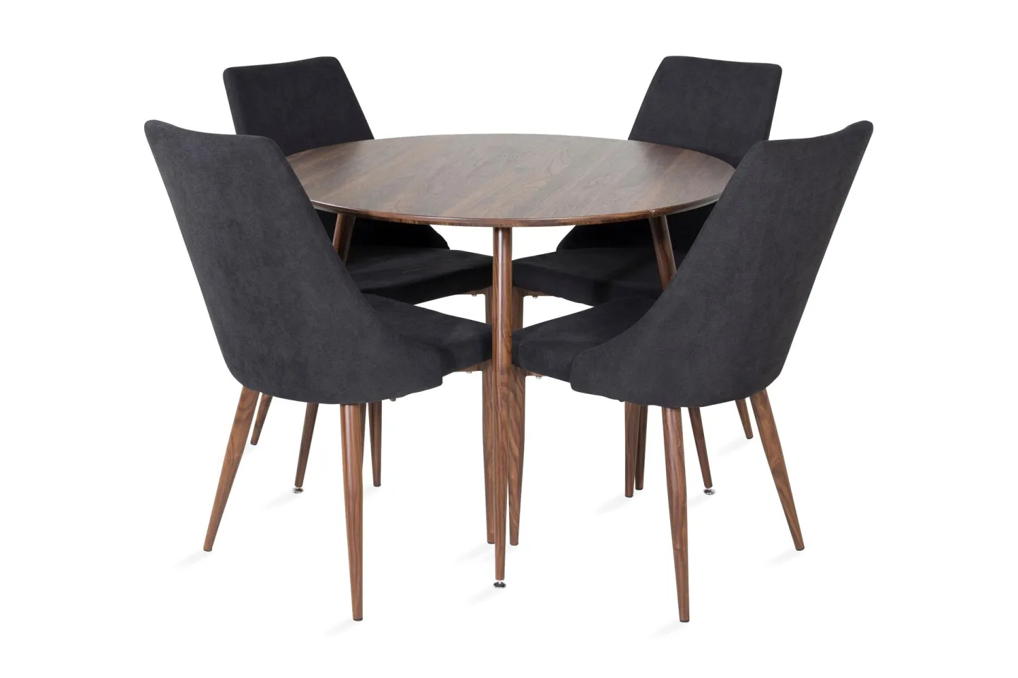 Ridones Matgrupp 100 cm Rund inkl 4 Campomar Stolar - Brun/Svart