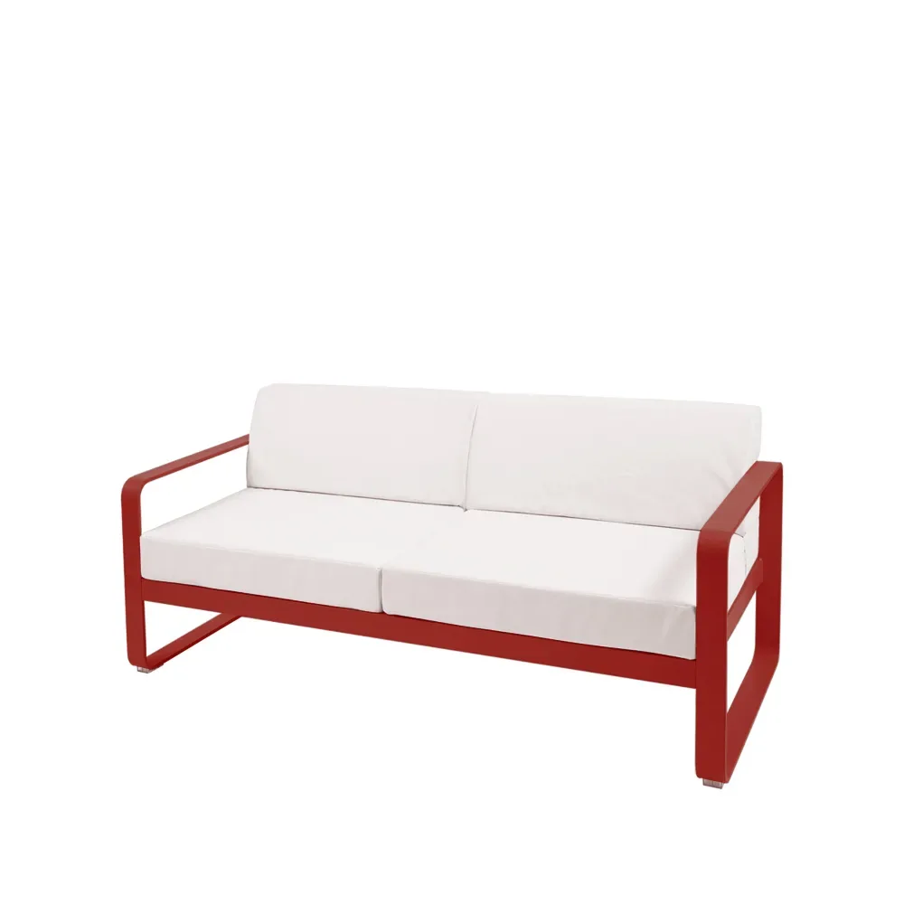 Fermob Bellevie 2-sits soffa Chili (röd), off-white dyna