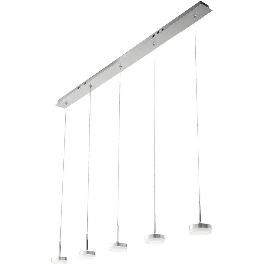Pendellampe Dilan Silber Metall 136 cm 200 cm - Farbe: Aluminium gebürstet - LED - Lichtfarbe: Warmweiss - LED Energiesparlampen