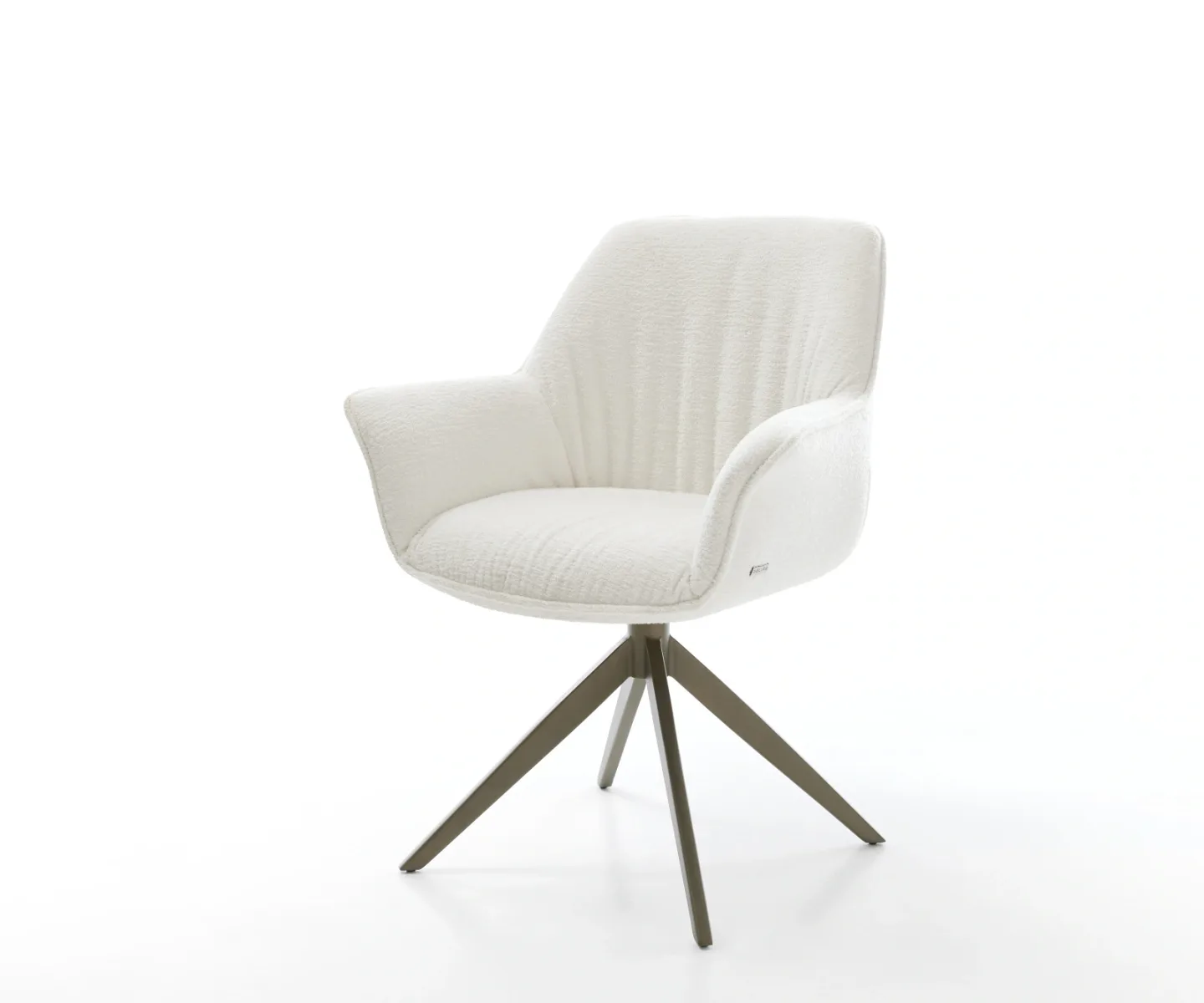 Drehstuhl Keila-Flex mit Armlehnen Bouclé Soft Beige Kreuzgestell breit Effektfinish Titan 360° drehbar Wippfunktion