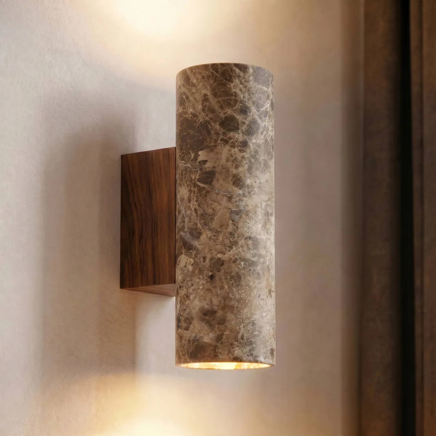 Tavira Wandlampe, braun marmoriert, up/down, GU10 - Lucande - Wohnzimmer - Modern - Mehrflammig