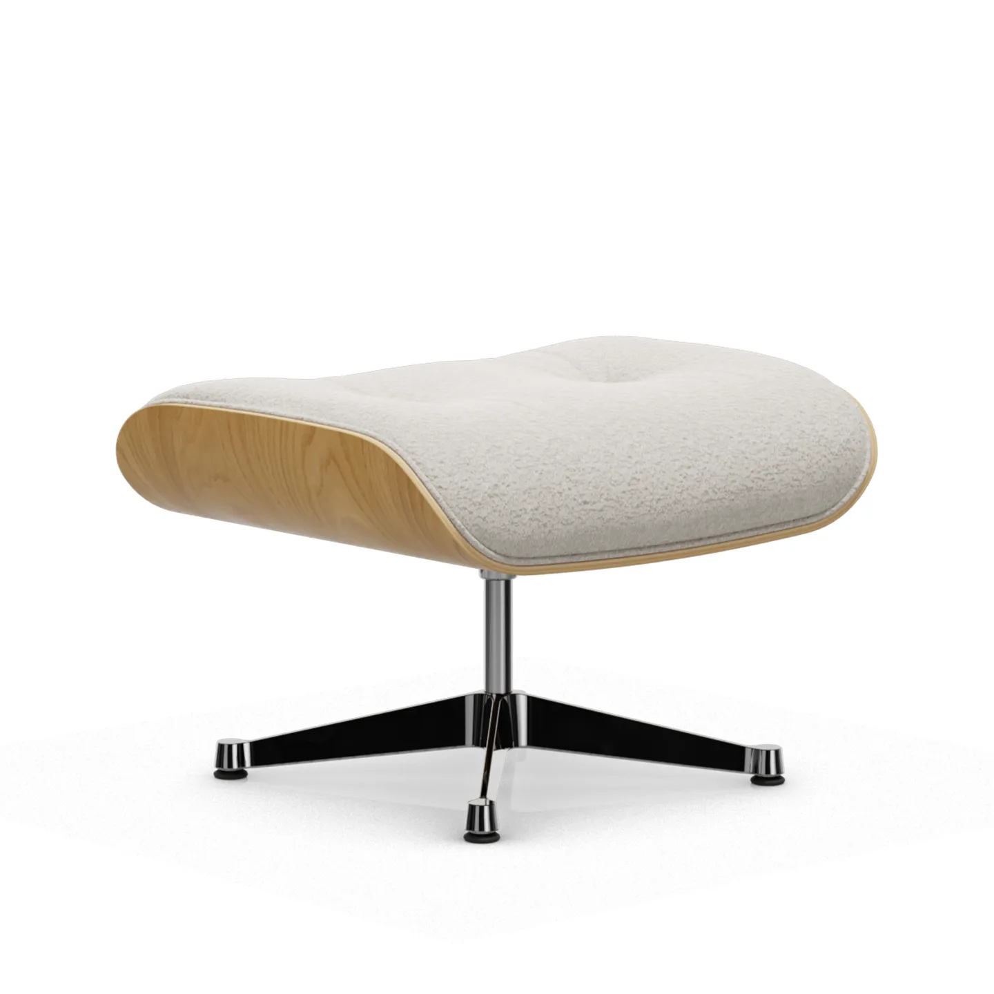 Vitra - Eames Lounge Ottoman Santos Palisander Nubia Ivory Pearl 01 Polished Aluminium/Deep Black - Fotpallar - Charles & Ray Eames - Läder/Metall/Trä