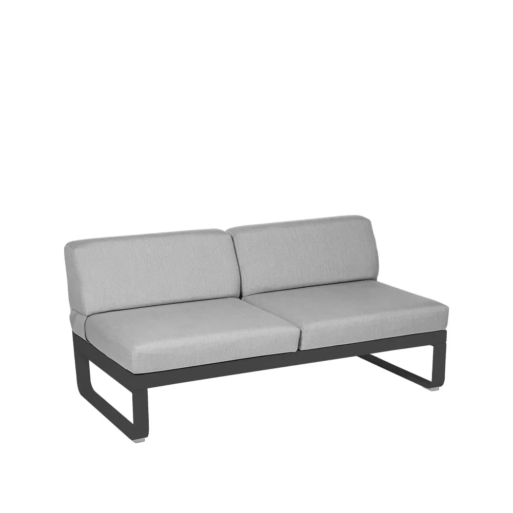 Fermob Bellevie Central modulsoffa 2-sits Anthracite (grå), flannel grey dyna