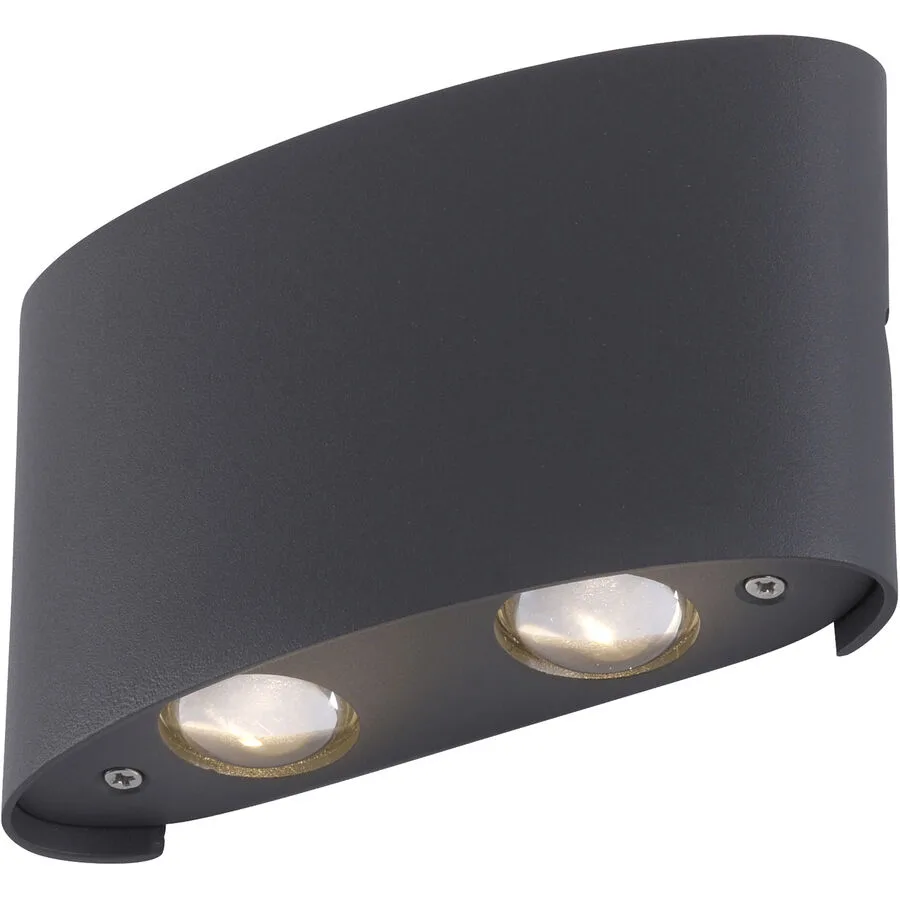 Wandlampe Q-Mia Grau Aluminium 12.5 cm 12.5 cm - Farbe: stahl - LED - Lichtfarbe: Warmweiss- LED Energiesparlampe