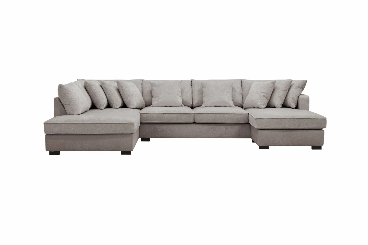 Rossita 5-sits Vänstervänd U-formad Djup Soffa med Divan och Schäslong i Chenille - Grå / Brun