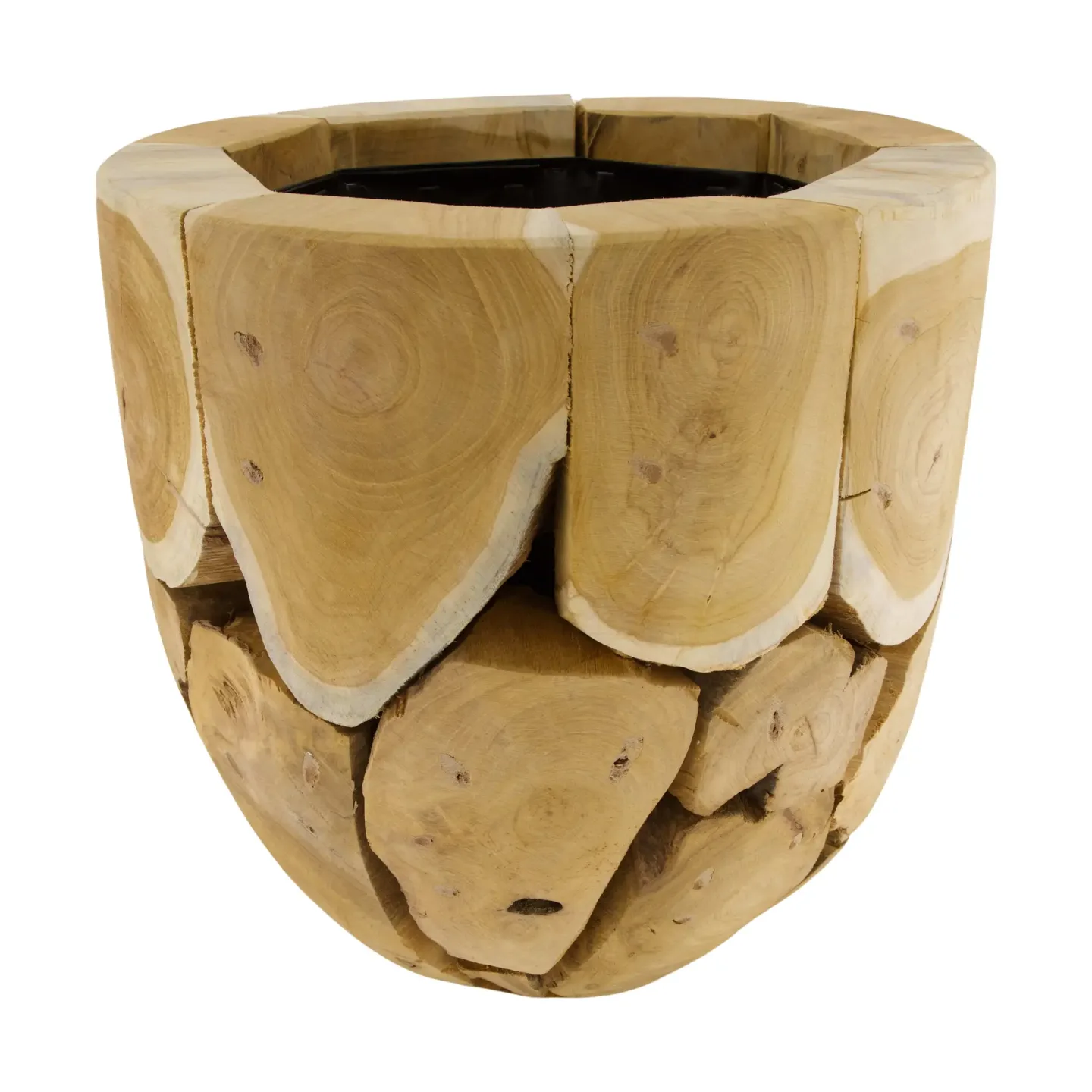 Decofinder Pflanzgefäss Teakholz mit Kunststoff Natur H: 38 cm | Schubiger Möbel
