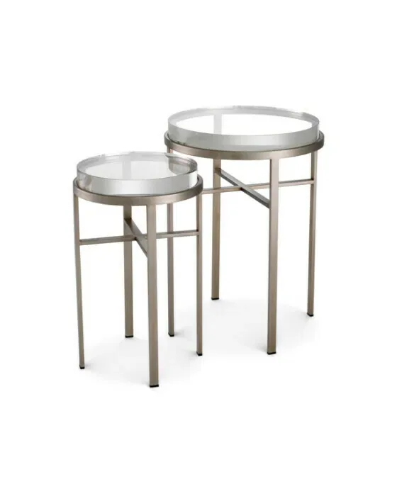 Hoxton Side Table Brushed Steel Set of 2