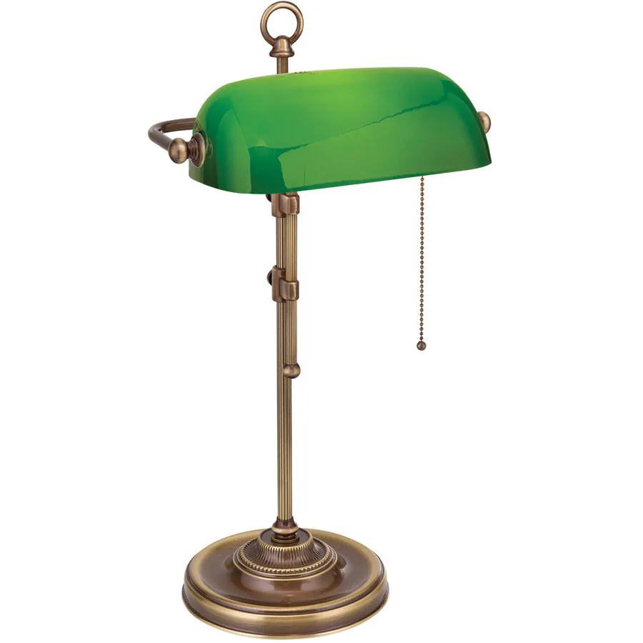 Briamond Tischlampe Harvard Grün Glas/Messing 28 cm 53 cm - Farbe: patina/grün - Material: Messing/Glas