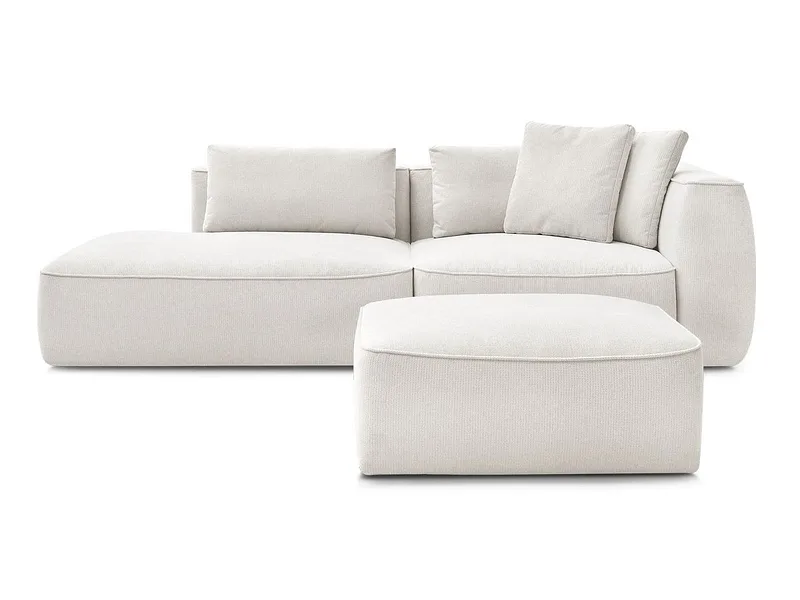3er Sofa mit Hocker BOBOCHIC LEOPOLD Stoff chiniert weiss
