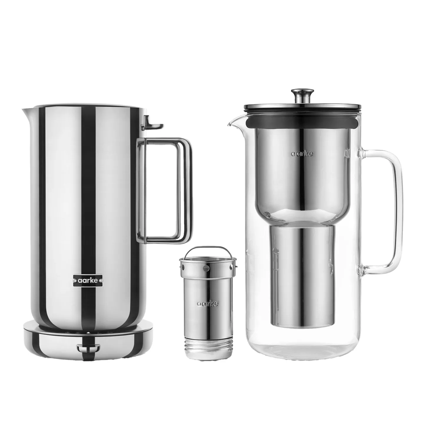 Aarke - Kettle och Purifier - Vattenkokare - Silver - Glas/Metall/Syntetiskt