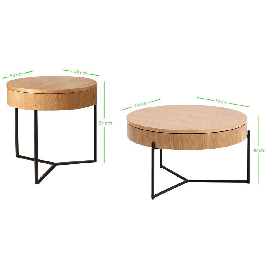 Beistelltisch 2er-Set Yasam natur Holzwerkstoff B 70 H 70 cm