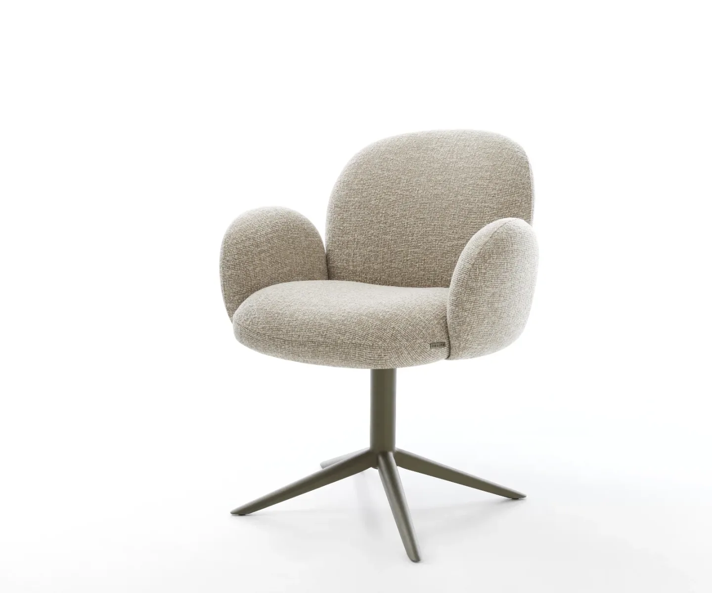 Drehstuhl Nube-Flex mit Armlehnen Webstoff Soft Beige Fußkreuz Effektfinish Titan 360° drehbar Wippfunktion Taschenfederkern
