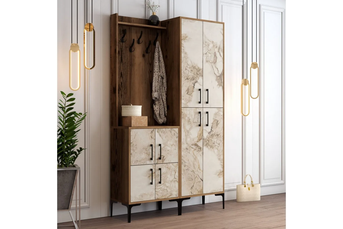 Retzow Hallmöbelset 120 cm - Brun/Vit