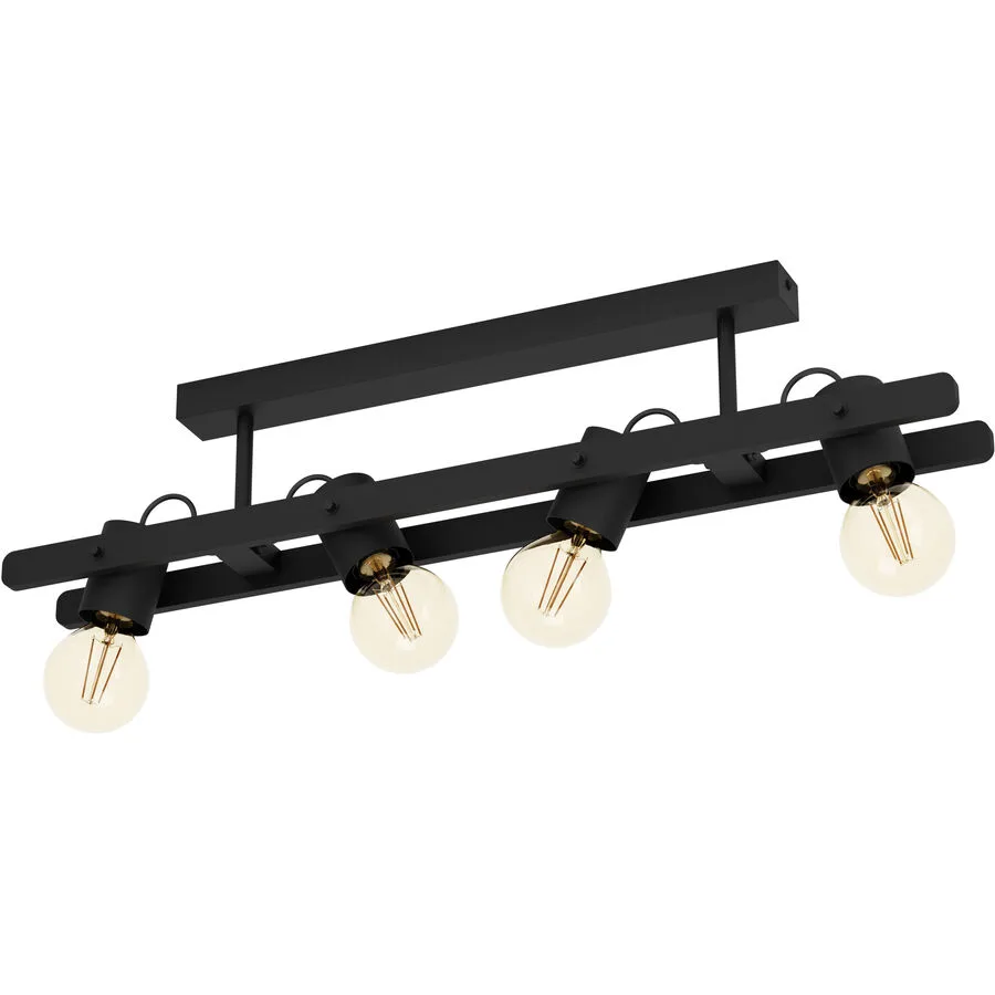 Eglo Deckenlampe Plimsoll Schwarz Stahl/Holz 9.5 cm 16.5 cm - Material: Holz/Stahl