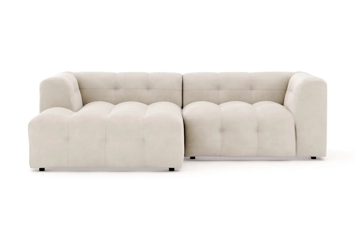 Puffy 3-sits bubblig soffa med divan vänster - Beige