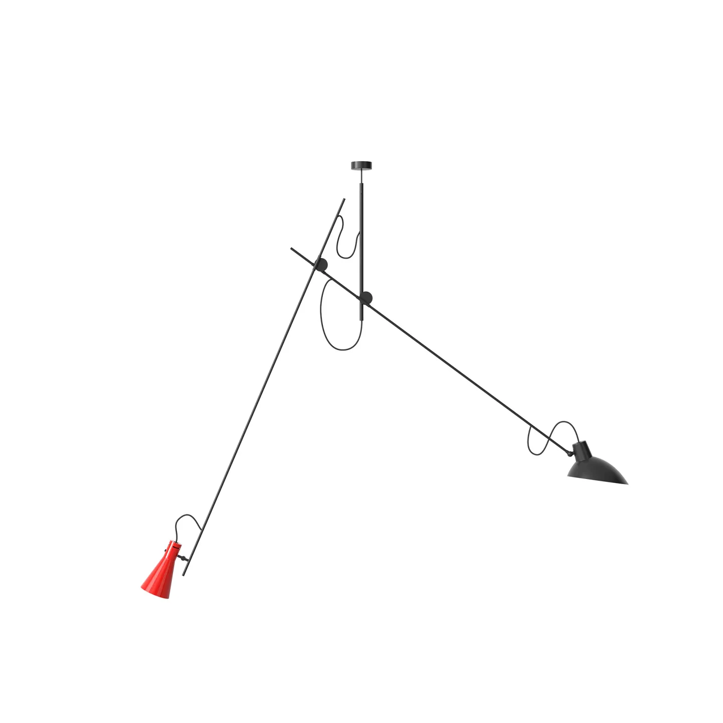 Astep - VV Cinquanta Suspension, Black Structure, Black and Red Reflectors - Pendellampor - Vittoriano Viganò - Röd,Svart