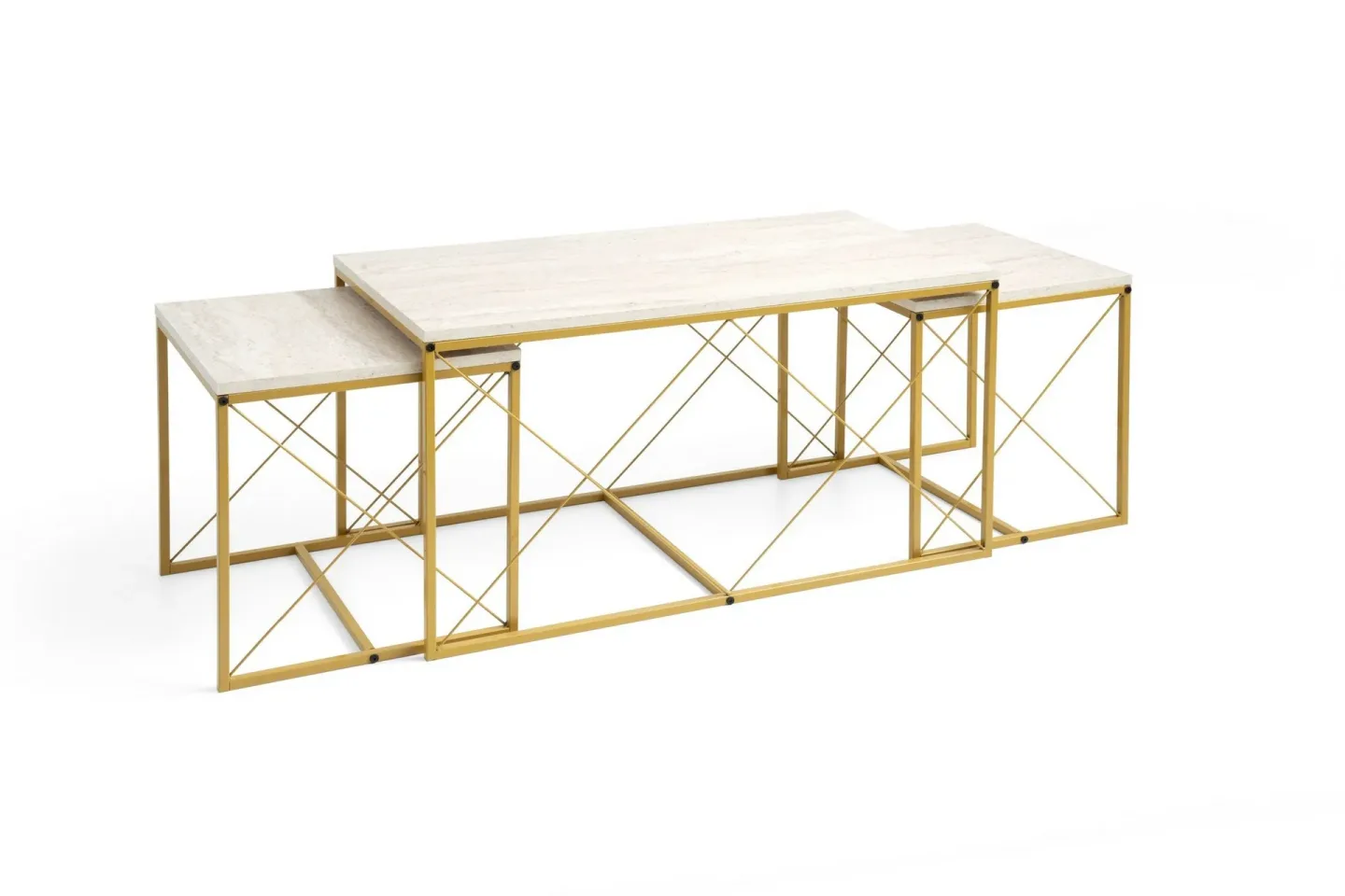 Defneia Soffbord 100 cm - Guld/Marmor