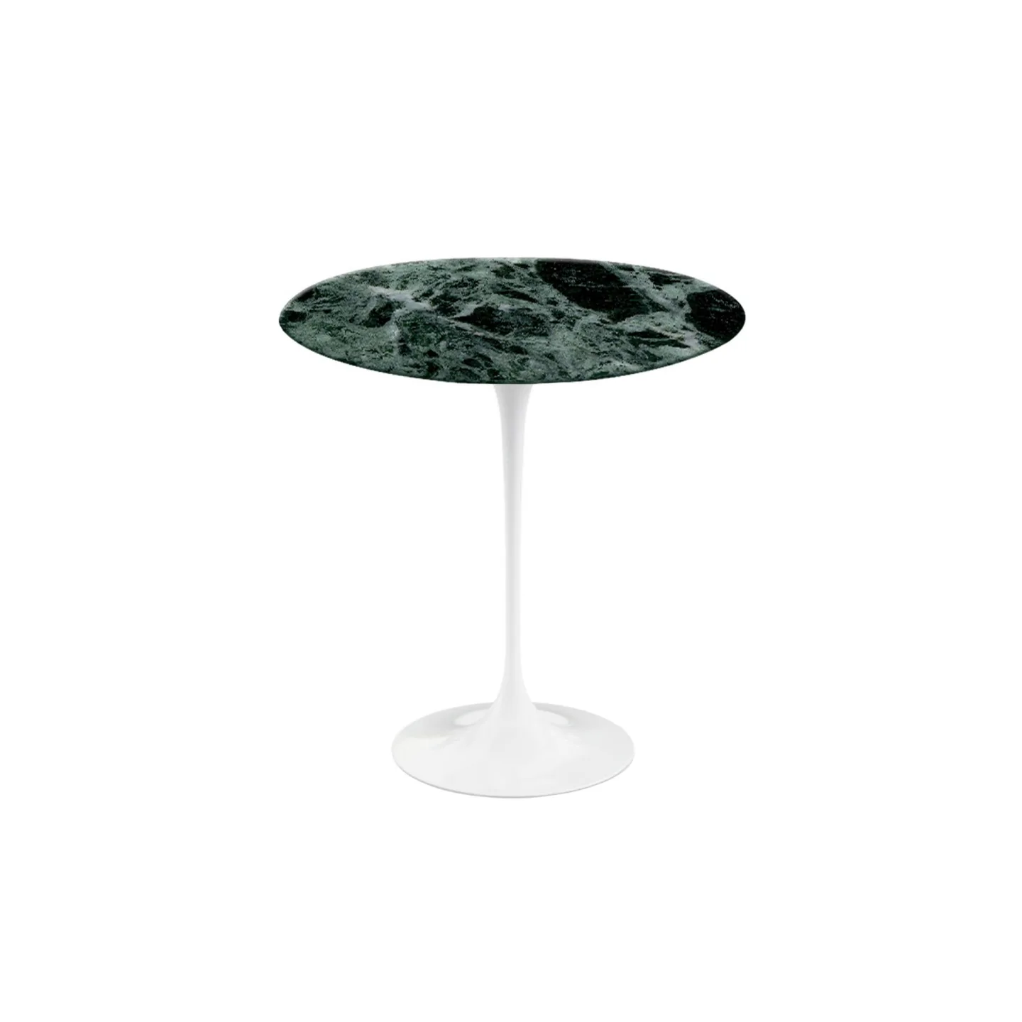 Knoll - Saarinen Round Table - Småbord, Vitt underrede, skiva i matt grön Alpi marmor, Ø 51 - Sidobord - Eero Saarinen