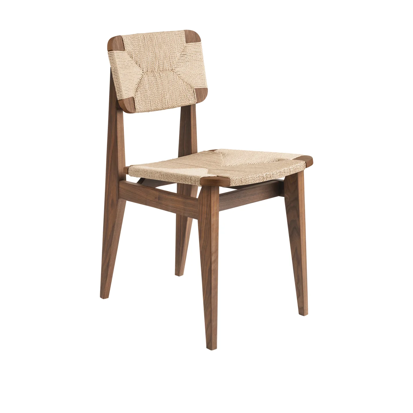Gubi - C-Chair Dining Chair Paper Cord, Un-upholstered, American Walnut Oiled Base - Matstolar - Marcel Gascoin - Träfärgad - Papper/Trä