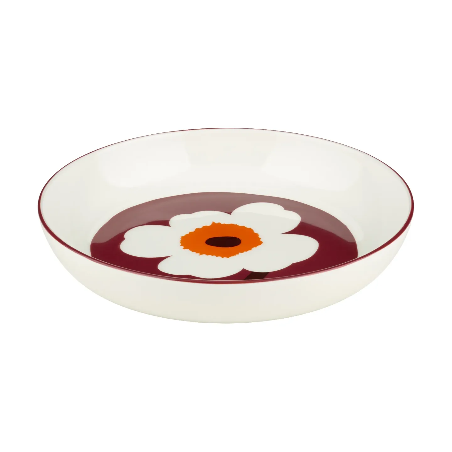 Marimekko Unikko djup tallrik Ø20,5 cm White-burgundy-red