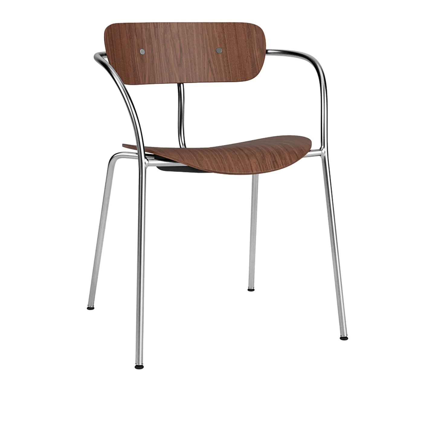 &Tradition - Pavilion Chair AV2 Chrome Finish Black Lacqeured Walnut - Matstolar - Anderssen & Voll - Träfärgad - Trä