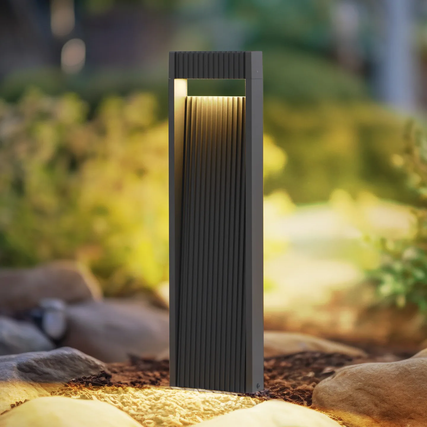 Tavion LED Außenleuchte H60 Anthrazit - Lucande - Terrasse - Modern - Aluminium - Einflammig