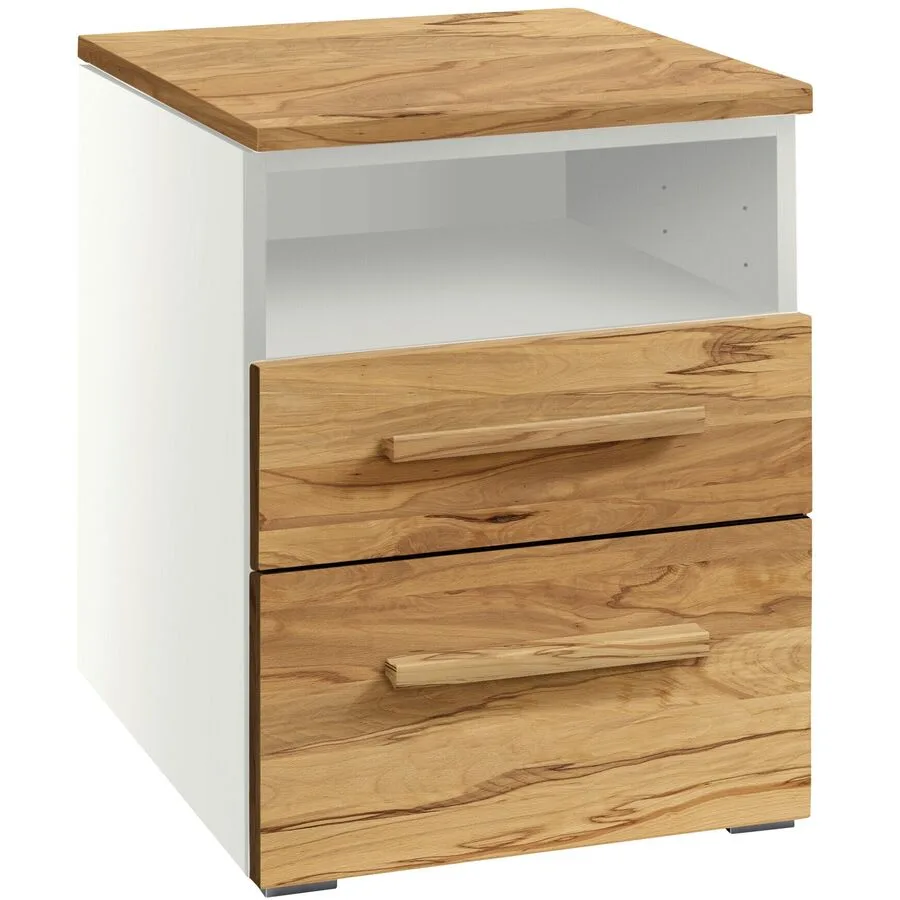 Hasena Nachttisch Reinhold Wildbuche, Weiss Holz, MDF Massivholz B 45 H 55 cm