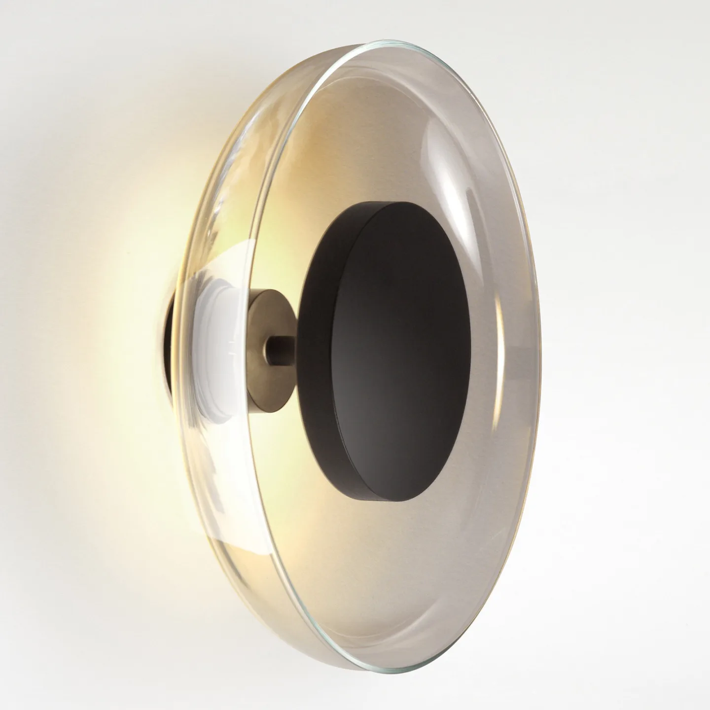Aura Plus Wandleuchte On/Off Transparent Smoked - Marset - Wohnzimmer - Design - Glas - Rund