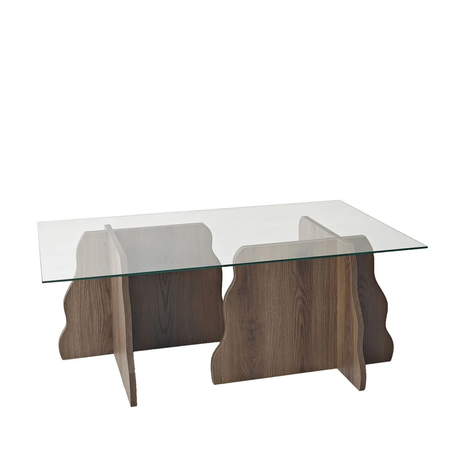 Zevric Soffbord 65x105 cm Rektangulär Glas - Valnöt Och Transparent