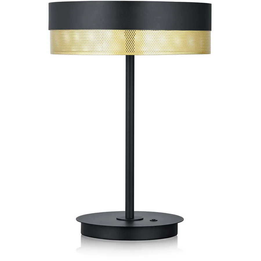 Tischlampe Hakam Schwarz/Gold Metall 30 cm 43 cm - Farbe: schwarz, gold - LED - Lichtfarbe: Extra warmweiss - LED Energiesparlampen