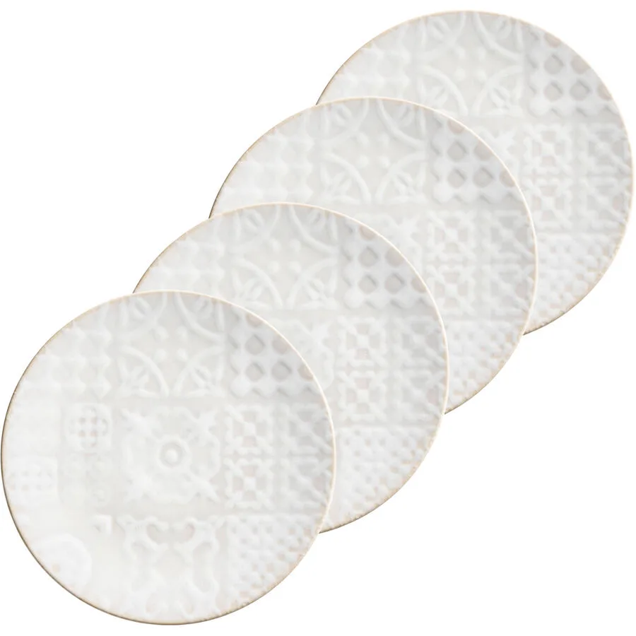 MÄSER Dessertteller-Set 4-tlg. Trad. Tiles Weiss Steinzeug 21 cm
