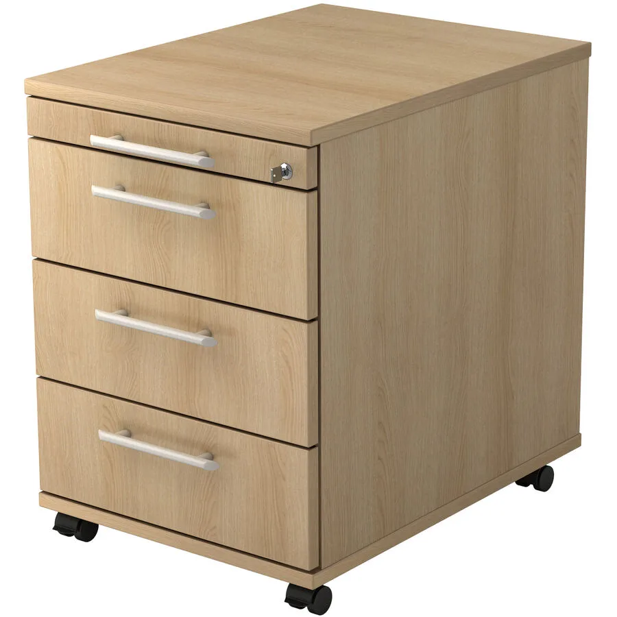 Rollcontainer Office eiche/Aluminium gebürstet Holzwerkstoff B 42.8 H 59 cm