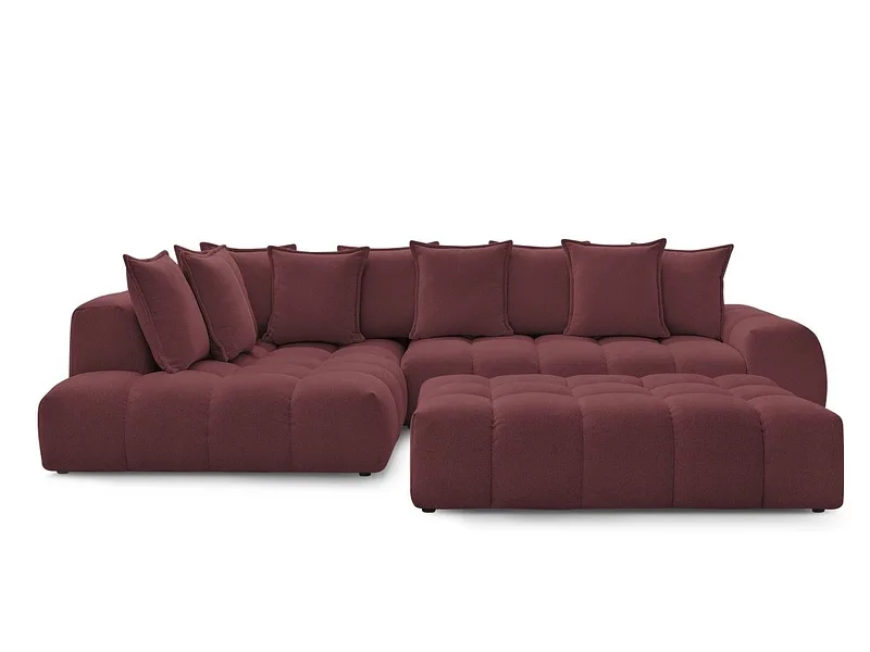 Ecksofa mit Hocker BOBOCHIC EVEREST Stoff chiniert rot