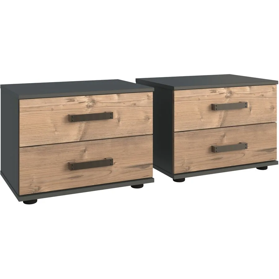 Nachttisch Jasmin Weisstanne Dekor, Graphit Holzwerkstoff B 52 H 40 cm