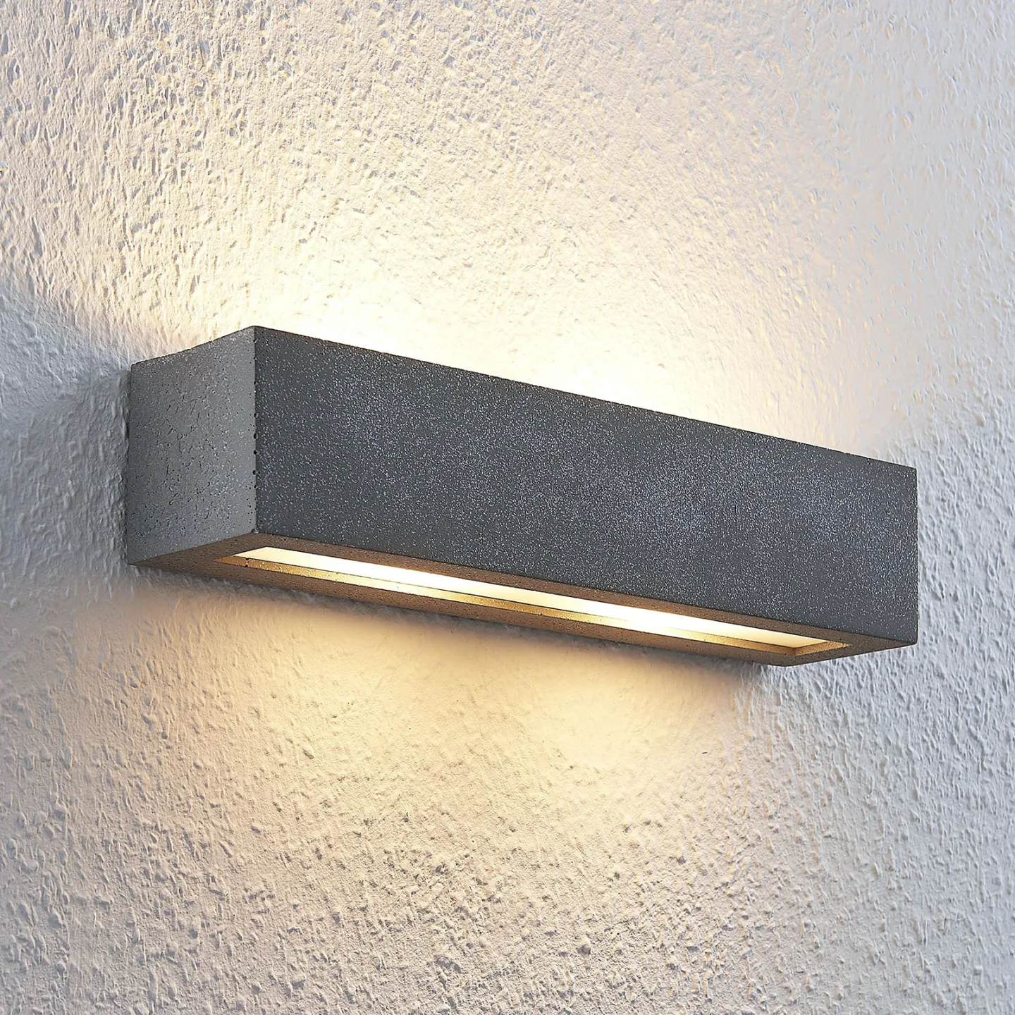 Nellie LED Wandleuchte L35,3 Concrete - Lindby - Wohnzimmer - Modern - Beton - Eckig