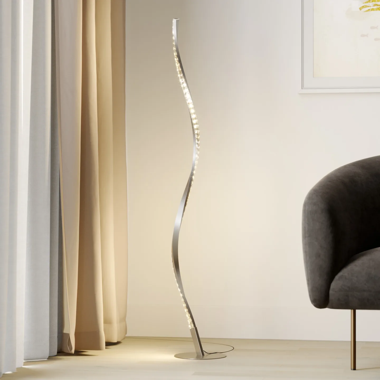Criostal Gulvlampe Alu - Lindby - Stue - Moderne - Aluminium