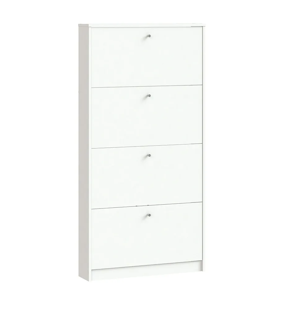 Escape Schuhschrank mit 4 Klappen Breite 75 cm, Höhe 148 cm weiss.
