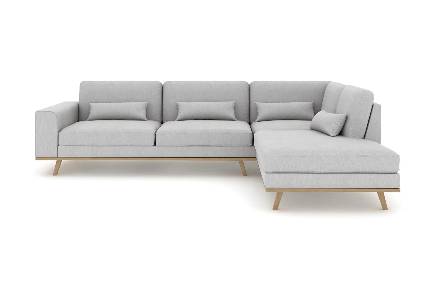 Copenhagen 4-sits Högervänd L-formad Schäslongsoffa i Tyg - Grå