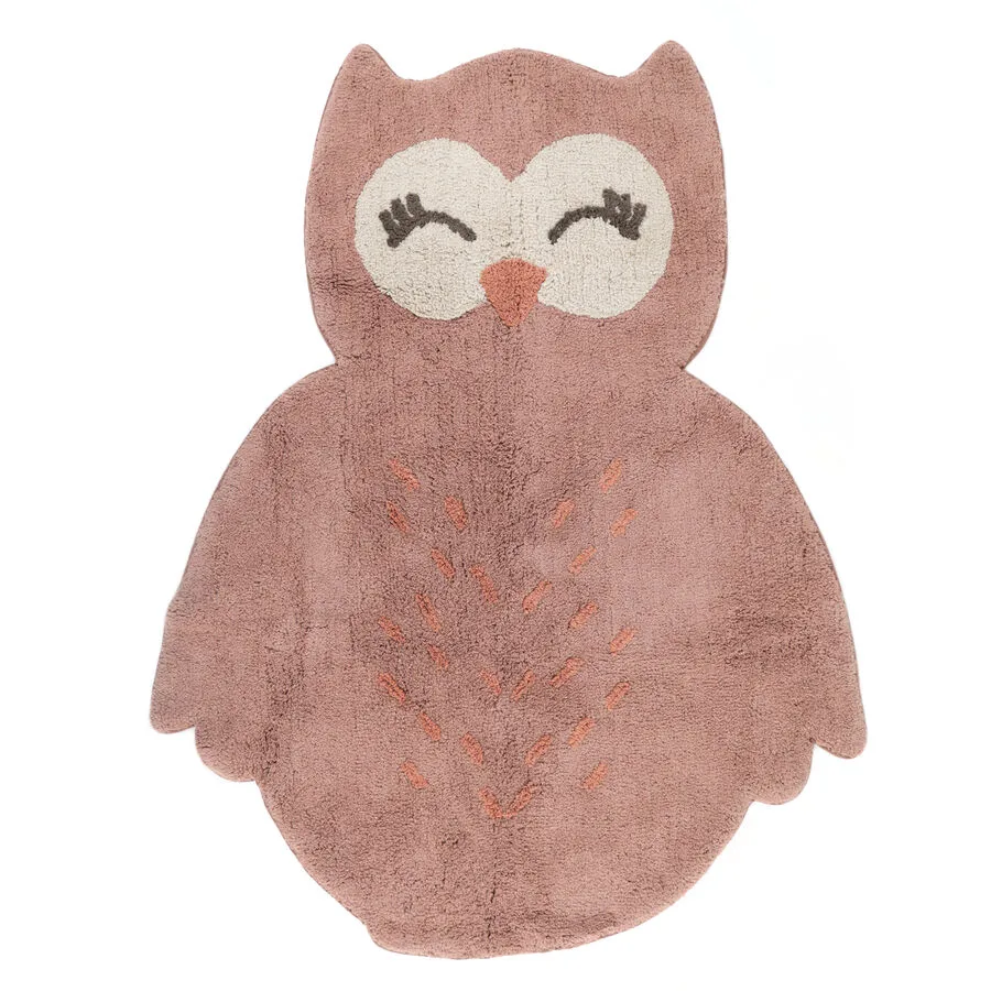 Kinderteppich Ashly rose Baumwolle Tiermuster 90 x 115 cm