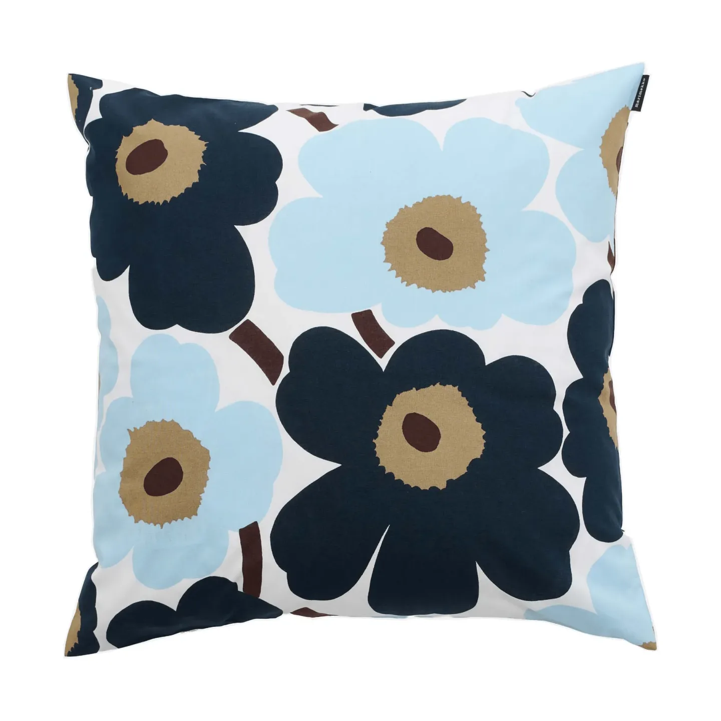 Marimekko Pieni Unikko Kissenbezug 50x50cm Weiß-blueberry-cold blue-Dunkelbraun